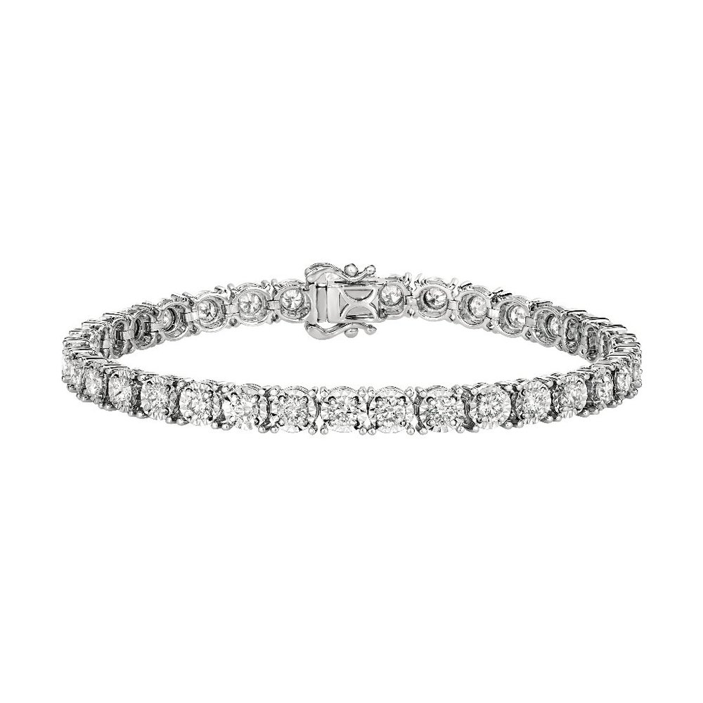 3.00 Carat Natural Diamond Illusion Set Tennis Bracelet G SI 14K White Gold 7''